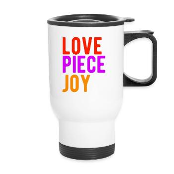 love piece joy - Thermobecher mit Tragegriff - Weiß - Vorne