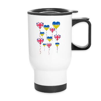 Great Britain Solidarity and Heart for Ukraine - Thermal mug with handle - white - Front