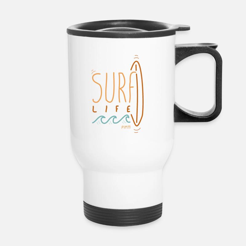 Surf Life (farbig) - Thermobecher mit Tragegriff - Weiß