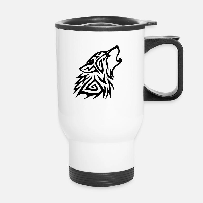 Wolf - Thermal mug with handle - white