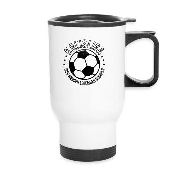 Kreisliga Spruch Fußball Motivation Legende Lustig - Thermobecher mit Tragegriff - Weiß - Vorne