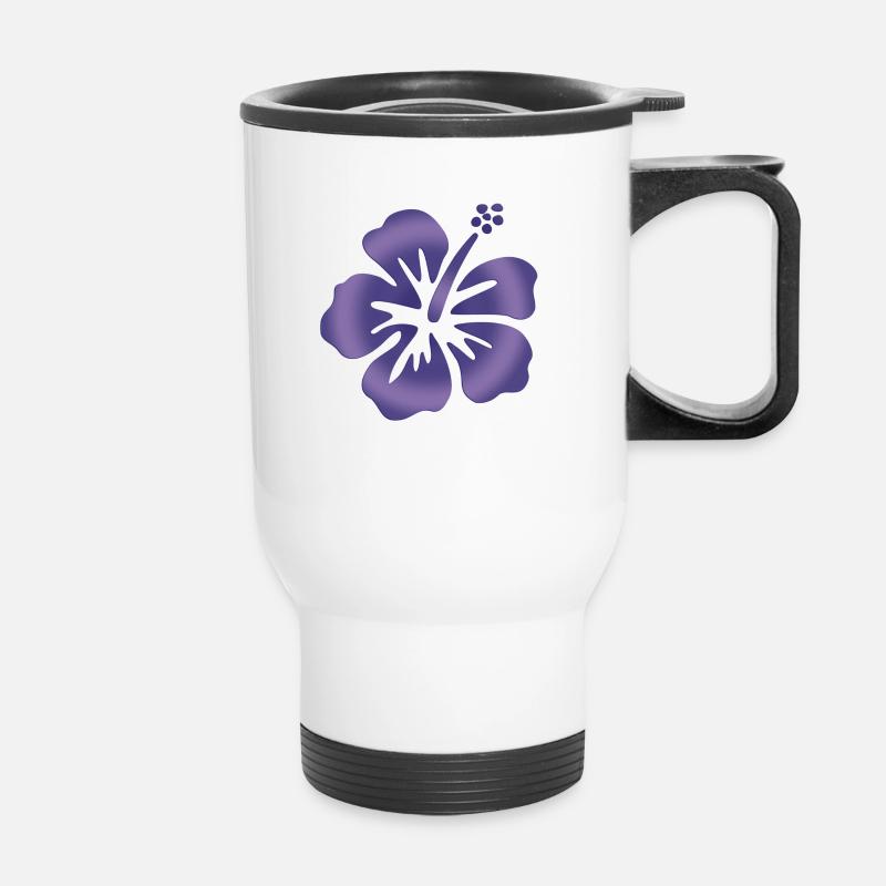 Hibiscus Blau - Thermobecher mit Tragegriff - Weiß