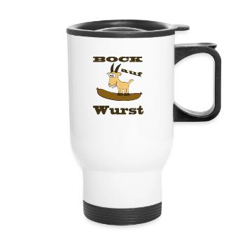 Comic Bock - Bock auf Wurst - Thermobecher mit Tragegriff - Weiß - Vorne