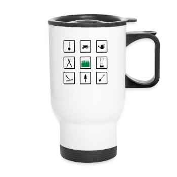 gardening icons - Thermobecher mit Tragegriff - Weiß - Vorne