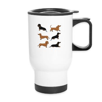 Dachshund selection - Thermal mug with handle - white - Front
