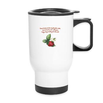 Strawberries- Erdbeeren - Thermobecher mit Tragegriff - Weiß - Vorne