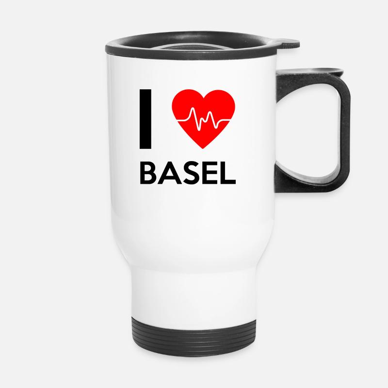 I Love Basel - Ich liebe Basel - Thermobecher mit Tragegriff - Weiß