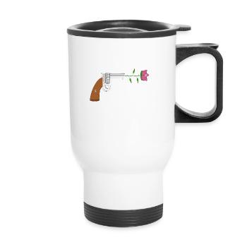 Frieden pistol rose no war flower power peace colt - Thermobecher mit Tragegriff - Weiß - Vorne