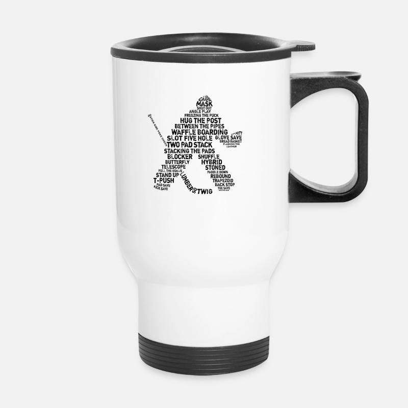 Goalie Lingo - Grunge Text-Version (Schwarzdruck) - Thermobecher mit Tragegriff - Weiß