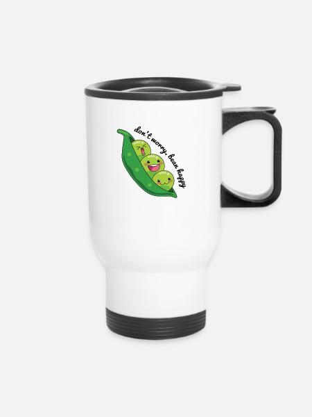 happy edamame beans - Thermobecher mit Tragegriff - Weiß