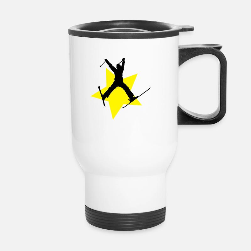 ski jump star - Thermal mug with handle - white