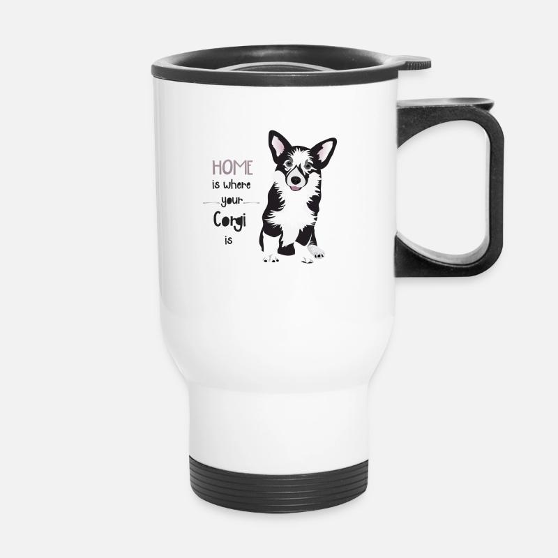 HOME IS WHERE YOUR CORGI IS - Thermal mug with handle - white