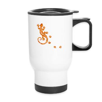 Running Gecko Fire - Thermal mug with handle - white - Front