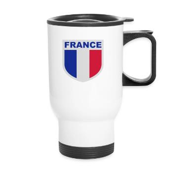 France Texte Emblème Armoiries Drapeau français - Tasse isotherme avec poignée - blanc - Devant
