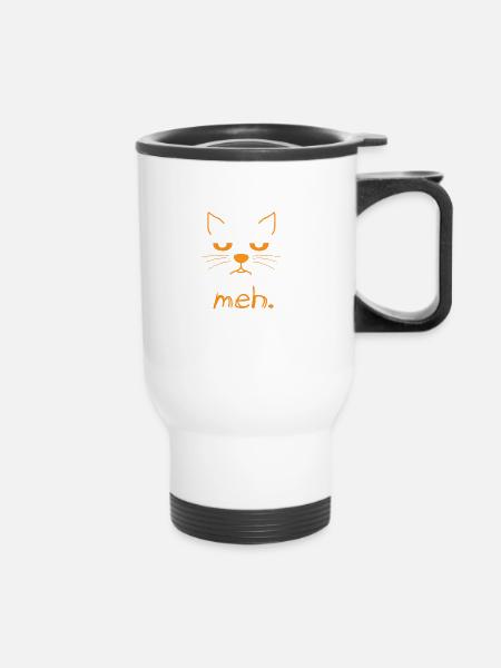 Die genervte Katze - Thermobecher mit Tragegriff - Weiß