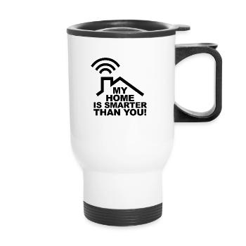Smarthome - My Home est plus intelligent que vous! Funshirt - Tasse isotherme avec poignée - blanc - Devant