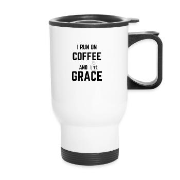 je cours sur le café et la grâce - Tasse isotherme avec poignée - blanc - Devant