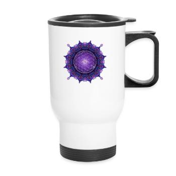 FLOWER OF LIFE - Heart Mandala - Thermal mug with handle - white - Front