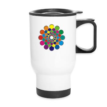 Farbkreis Power Flower - Thermobecher mit Tragegriff - Weiß - Vorne