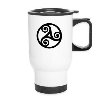 triskelion celtic symbol in tattoo tribal style - Thermal mug with handle - white - Front