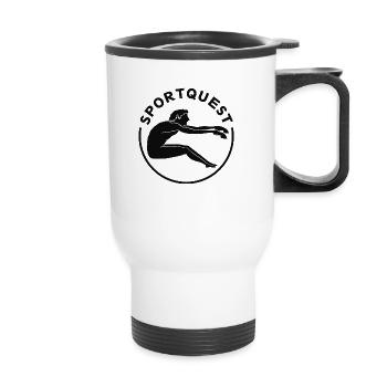 Sportquest Logo schwarz - Thermobecher mit Tragegriff - Weiß - Vorne