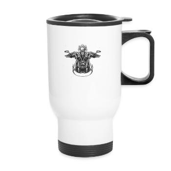 Hellracer Biker Skull Motorrad - Thermobecher mit Tragegriff - Weiß - Vorne