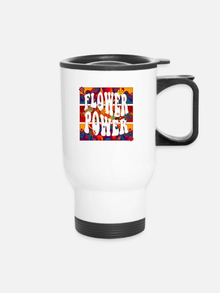 flower power feeling - Thermobecher mit Tragegriff - Weiß