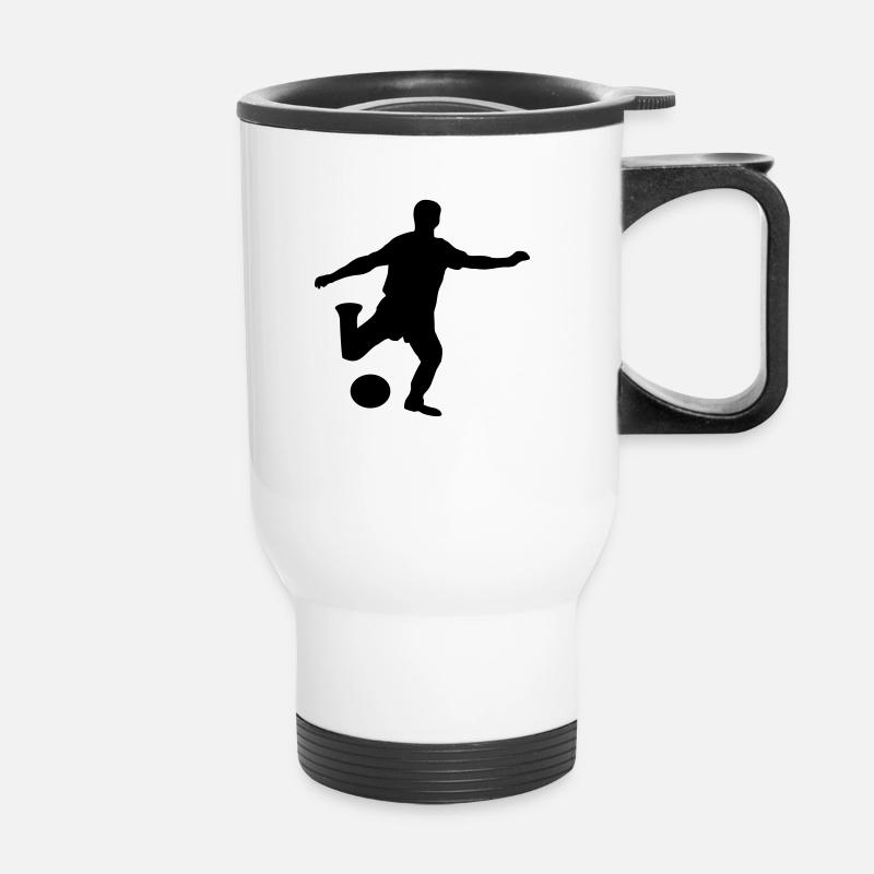 Fußballspieler - Thermobecher mit Tragegriff - Weiß