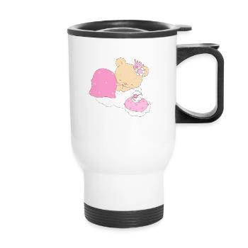 Bear princess sleeping on cloud - Thermal mug with handle - white - Front