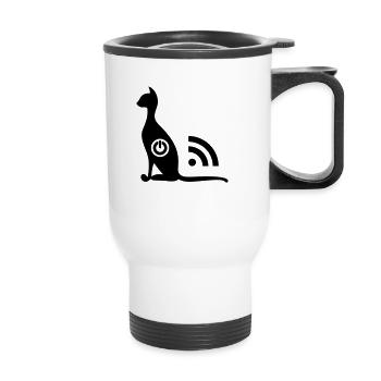 Cat Wi-Fi ON OFF - Thermal mug with handle - white - Front