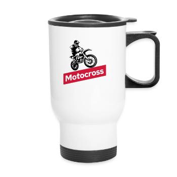 motocross dirt bike - Thermal mug with handle - white - Front