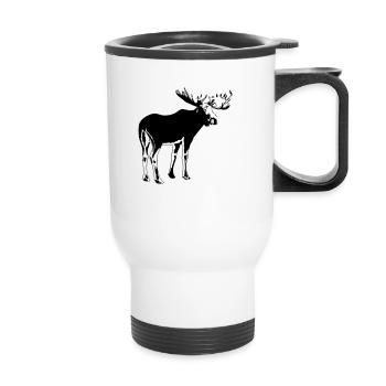 elch - elk - moose - jagd - jäger - Thermobecher mit Tragegriff - Weiß - Vorne
