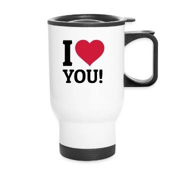I love you je t'aime - Tasse isotherme avec poignée - blanc - Devant