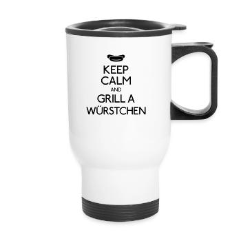Keep Calm Bratwurst - Thermobecher mit Tragegriff - Weiß - Vorne