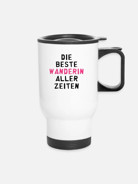 Wanderer / Wanderin / Wandern / Treck / Steigen - Thermobecher mit Tragegriff - Weiß
