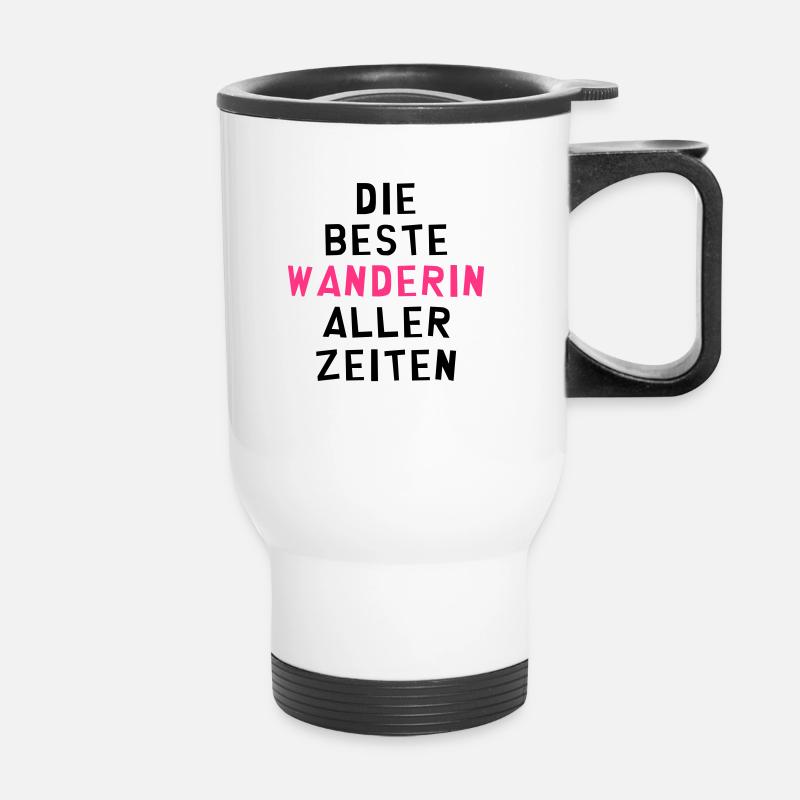 Wanderer / Wanderin / Wandern / Treck / Steigen - Thermobecher mit Tragegriff - Weiß