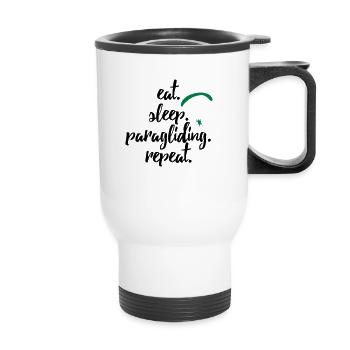 manger. le sommeil. parapente. répéter. - Tasse isotherme avec poignée - blanc - Devant