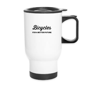 Dictons drôles de vélo pour les fans de cyclisme - Tasse isotherme avec poignée - blanc - Devant