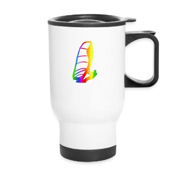 Bunter Windsurfen Regenbogen - Thermobecher mit Tragegriff - Weiß - Vorne