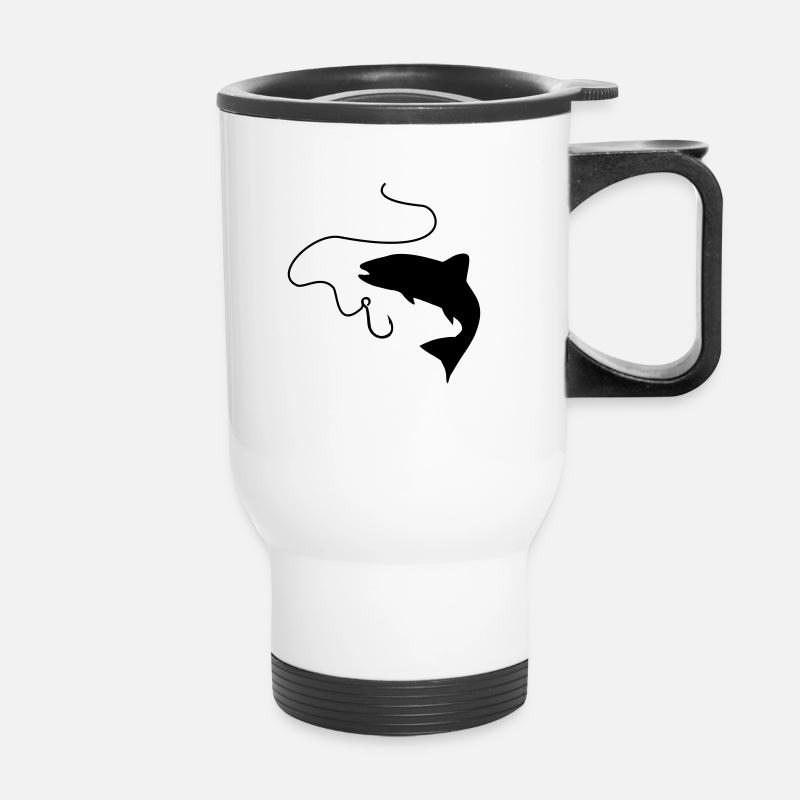 Fishing, fish and hook - Tasse isotherme avec poignée - blanc