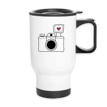 Camera love - Thermal mug with handle - white - Front