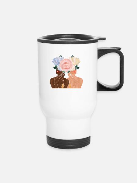 Feierliche Blume - Thermobecher mit Tragegriff - Weiß