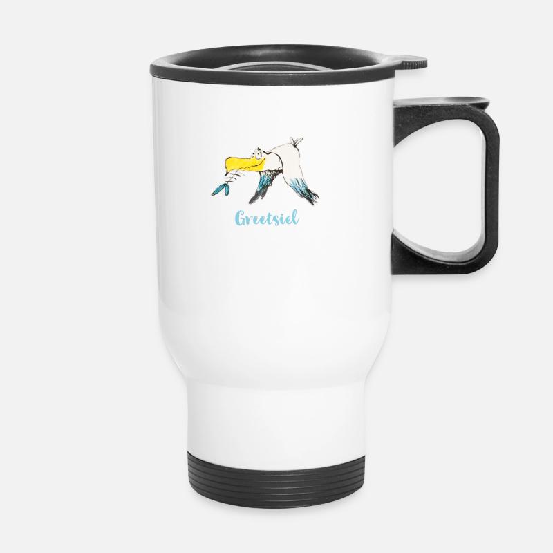 Funny seagull from Greetsiel - Thermal mug with handle - white