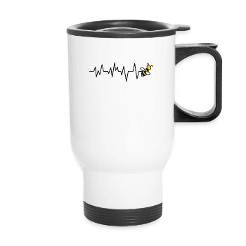 Apiculteur abeille abeilles battement de coeur - Tasse isotherme avec poignée - blanc - Devant