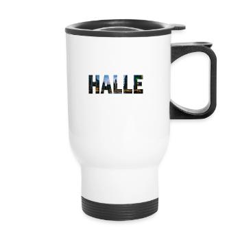 Halle (Saale) market square - Thermal mug with handle - white - Front