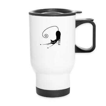 Black Cat Funny EW people - Thermal mug with handle - white - Front