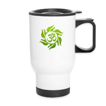 OM vert, Om, Om hindou, symbole Om, Aum, OM - Tasse isotherme avec poignée - blanc - Devant