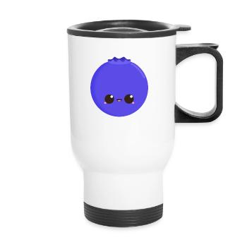 Kawaii Blaubeere - Thermobecher mit Tragegriff - Weiß - Vorne