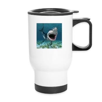 Grand requin blanc en chasse - Tasse isotherme avec poignée - blanc - Devant