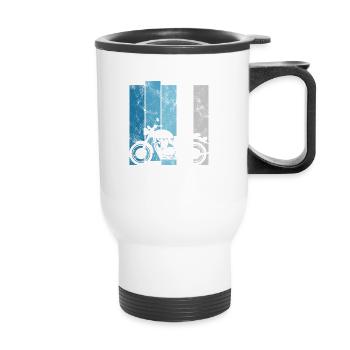 Motorcyclist Retro Biker Motorcycle Chopper Bobber - Thermal mug with handle - white - Front